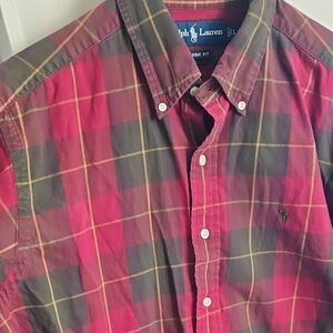 Ralph Lauren Men's Plaid Shirt - Red and Green
